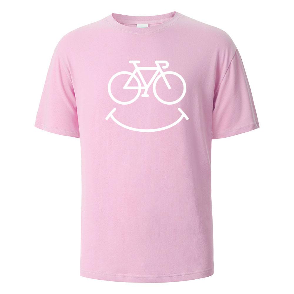 

Bike Smile Print T-Shirt Casual Short sleeved Tops Summer Tees For Men Women 100% Cotton O-neck Oversize Streetwear Basic Top 4XL