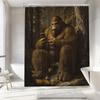 Unique Forest Bigfoot With Smartphone Waterproof Shower Curtain For Modern Bathroom Decor, Stylish And Durable