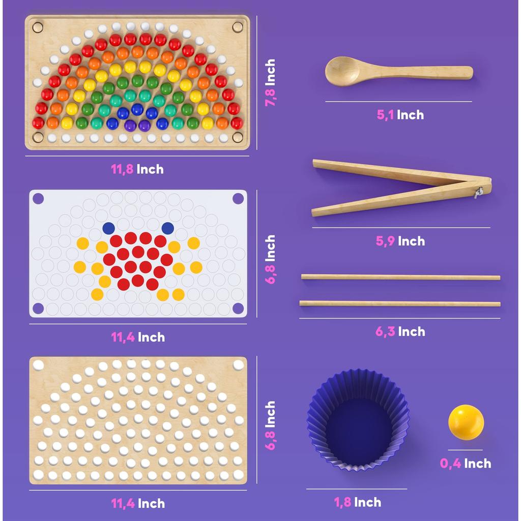 Montessori Educational Beads Toy, 77 Multicolor Beads for Color Sorting, Fine Motor Skills Training, Ages 3+