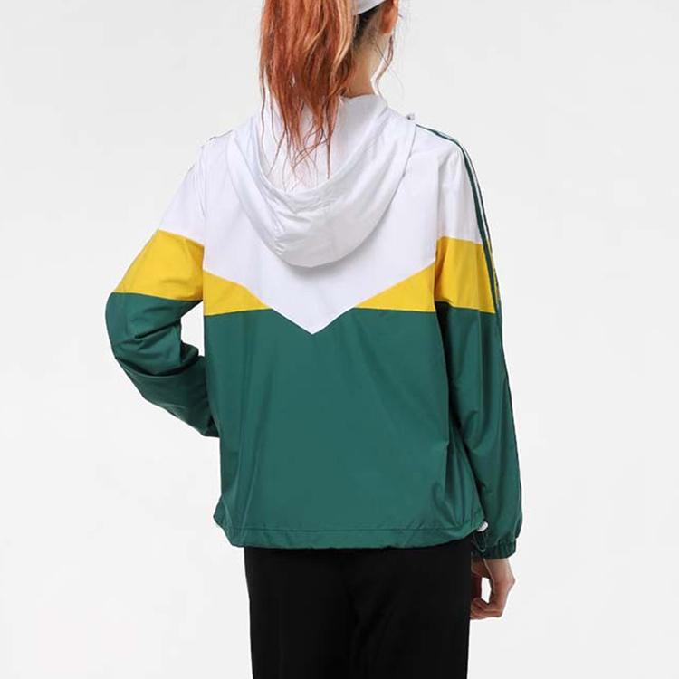 Adidas Neo Windbreaker Color Block Sports Hoodie Women Jacket Green GP5433