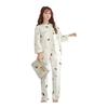 [Nemofior] Pajamas Room Wear Top and Bottom Set Up Cat Pattern Women's