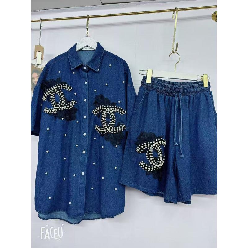 Stilvolles Damen-Zweiteiler-Denim-Set - Strickjacke & Shorts, Europäisch inspirierter lockerer Schnitt