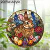 Acrylic Easter Bunny with Colorful Eggs & Flowers Suncatcher, Stained Glass Effect Window Hanging Ornament for Spring & Holiday Lover Gifts