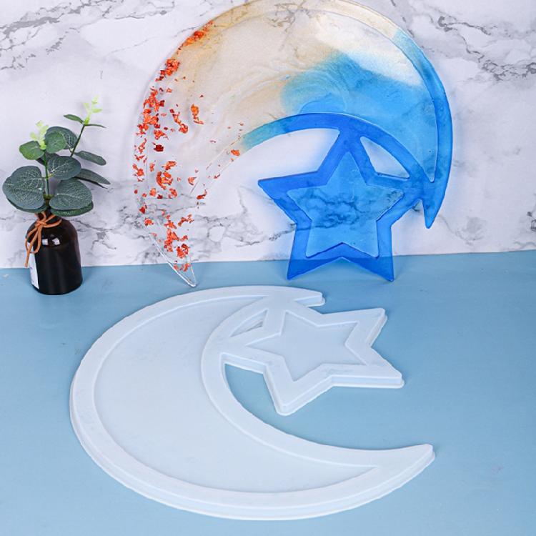Handmade Resin Art Silicone Mold Moon Star Design Flexible Ornament Moulds Silicone Texture Perfect for Storage Dishes