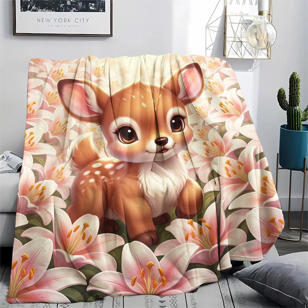 1 Pezzo Coperta in Flanella con Stampa Cartone Animato, Alta Qualità Confortevole per Tutte le Stagioni, Decorazione per la Casa, Calore e Comfort, Perfetta per Regalo di Natale Compleanno