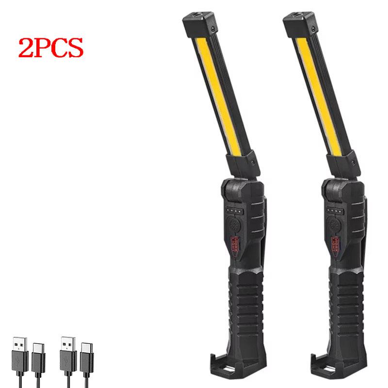 Powerful Fold Flashlight Type-c Rechargeable Lantern Built-in Battery Magnetic LED Work Lights for Camping Garage Emergency Lamp
