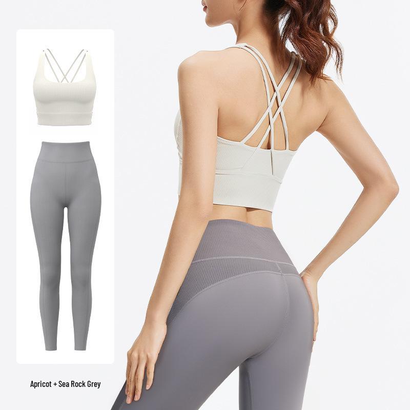 

Полосатый комплект для йоги Juyi Hall: Фитнес-одежда с высокой талией, дышащая, ударопрочная, с эффектом подтяжки ягодиц XL