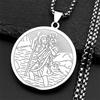 Heiliger Christophorus Christkind Runder Anhänger Halskette für Damen Herren Edelstahl Goldfarbe Christliches Amulett Kette Schmuck