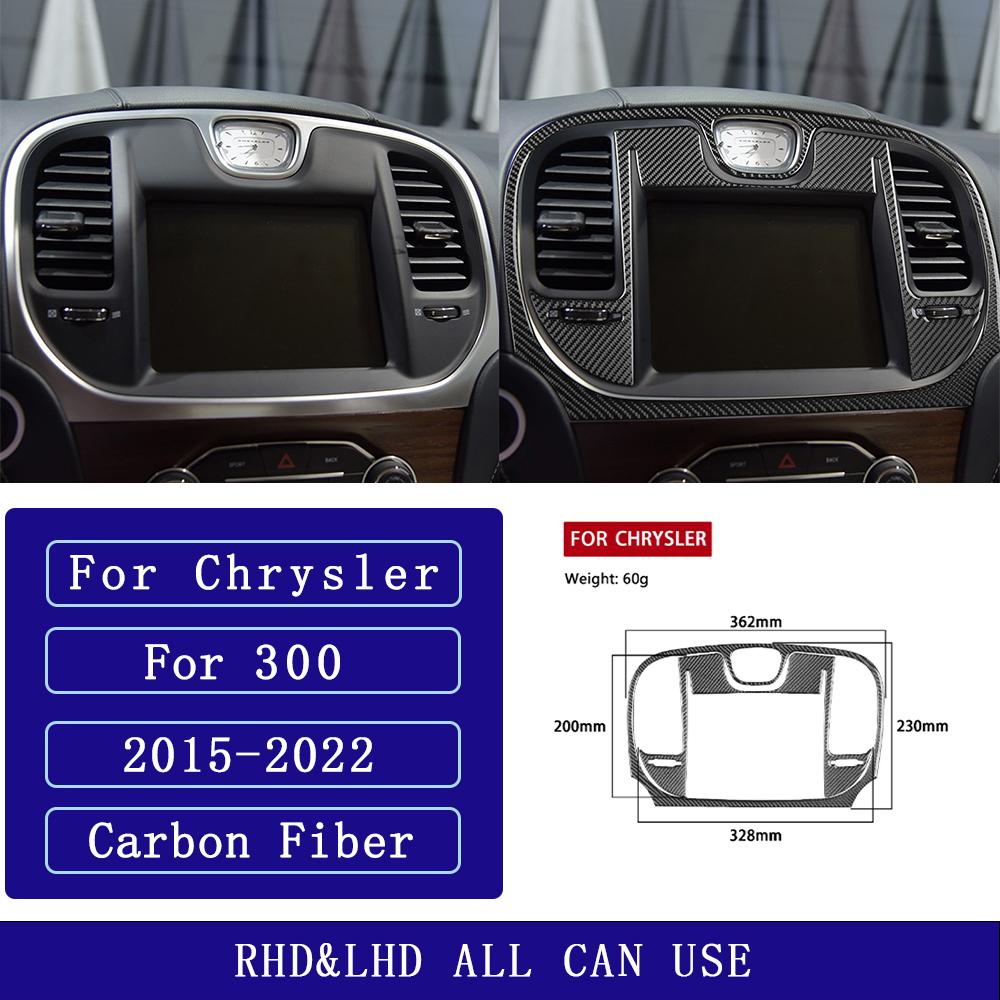 For Chrysler 300 300C 2015- Carbon Fiber Center navigation air vent panel Cover Car Accessories Interior Decorative Stickers