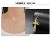 Cazador Clear Zircon Cross Pendant Necklace for Women Men Stainless Steel Couple Necklaces Jesus Christian Jewelry Gift 2026