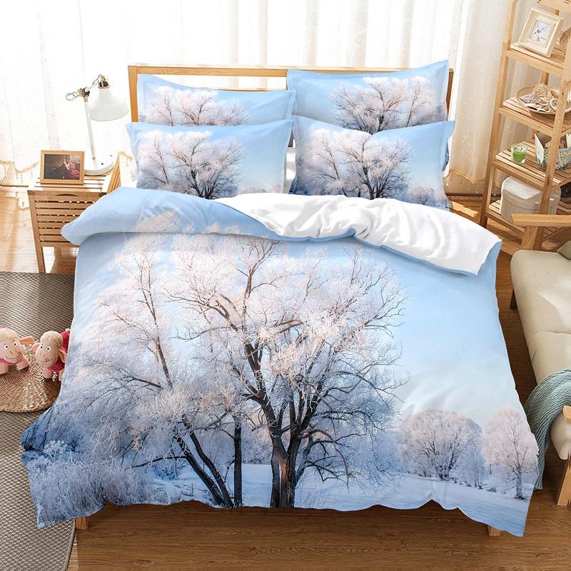 Romantisches Weißer Baum Bettbezug Set Mode Jugend Bettwäsche Set Leinen Queen Size Bett Bettdeckenbezug Set Jungen Mädchen Bettwäsche Set