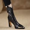Women Boots High Quality Leather High-heeled Boots Fashion Pointed Short Boot Vintage Metal Pointe Women Ankle Boots Botas Mujer