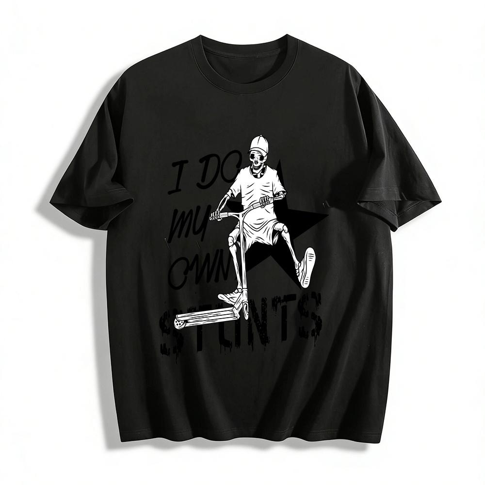 I Do My Own Stunts Skeleton Scooter Graphic Tee Pure cotton T-shirt XXS