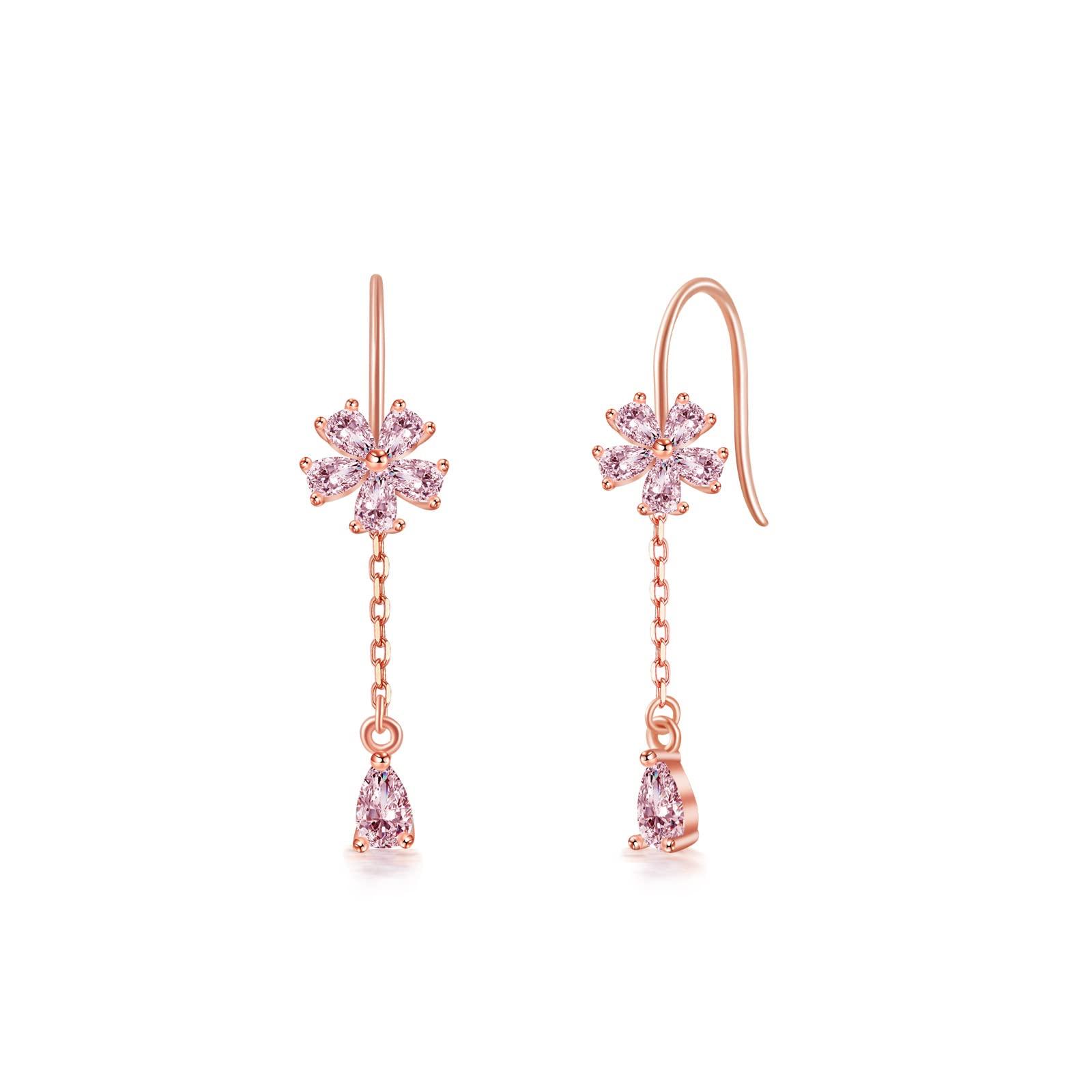 

Cherry Blossom Earrings for Pink Hypoallergenic to 925 Hook Japanese Present FH.bird Women, Gold, Swinging, Metals, Silver, Earrings, Flower, Style, рожевий