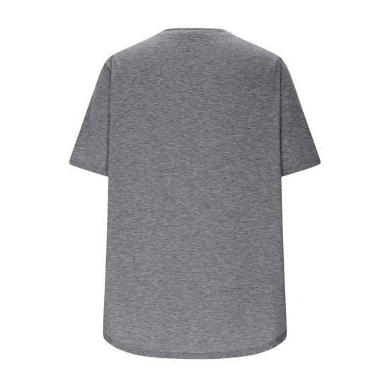 Women Tops Round Neck Short Sleeve Loose Fit Tee Shirt Pure Color Soft Breathable Fabric Summer Tops Casual Sporty Wear