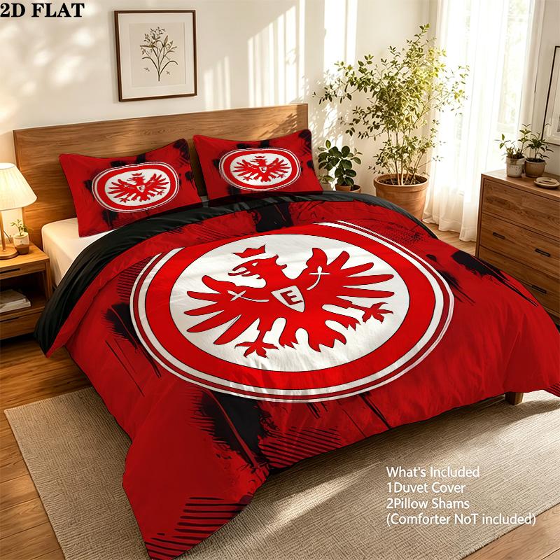 Frankfurt Football Pattern Bedding Quilt Set Quilt Cover Pillowcase Home Birthday Gift(1 * duvet cover + 2 * pillowcase, without core)