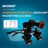 Niceden 4X 5X 6X Dental Binocular Magnifying Loupes 5W Surgery Medical Headlamp Lithium Battery 300-600mm