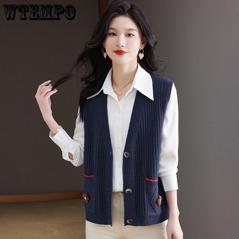 Knitted Sweater Vest for Women Spring New Fashion Sweater Cardigan Short Vest for Women