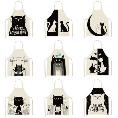 Cute Cat Linen Apron Apron Ladies Kitchen Accessories Men Apron Baking Accessories Ladies Kitchen Apron Gadgets