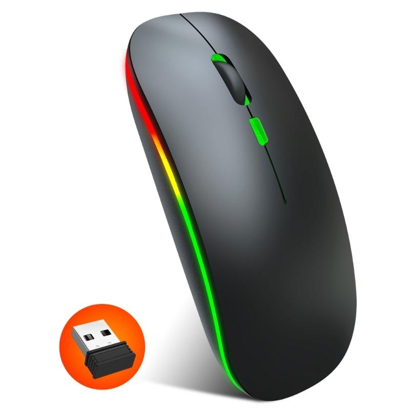 Wireless Gaming Mouse Rechargeable Quiet RGB Optical Computer Mice USB Receiver