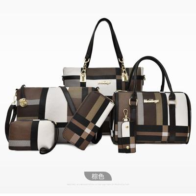 Sac mère et enfant six pièces sac pour femme nouveau sac à carreaux grande capacité simple sac à main bandoulière épaule unique