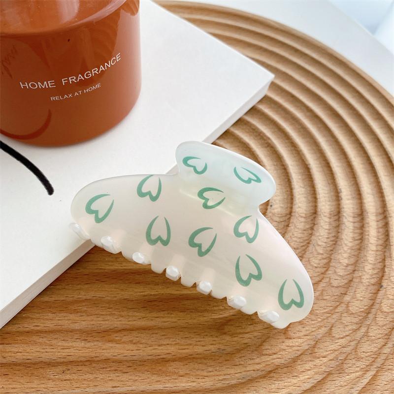 

Модная корейская заколка-краб для волос для женщин, в ярких формах сердца и короны Green Heart