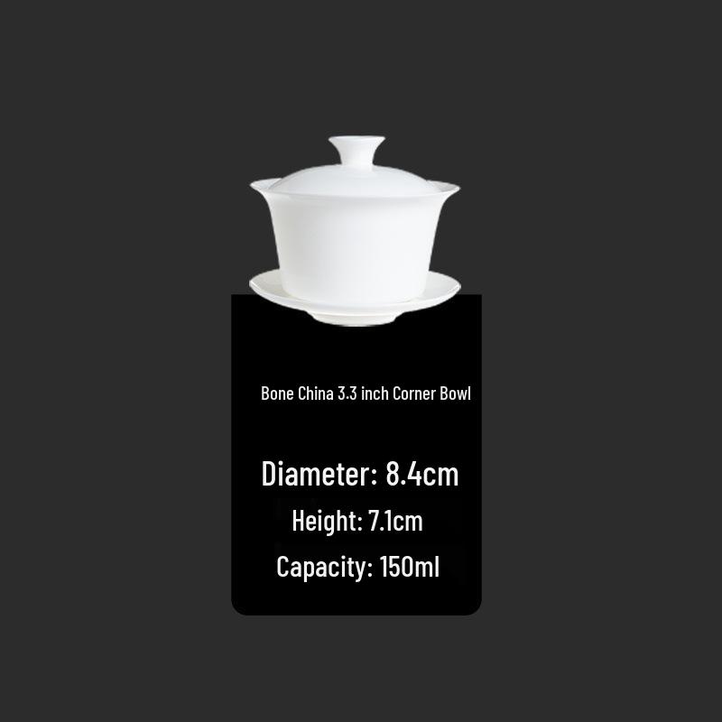 150ml Chaoshan Bone China White Gaiwan: New Style, Large Capacity, Non-Scalding Tea Bowl for Home Use