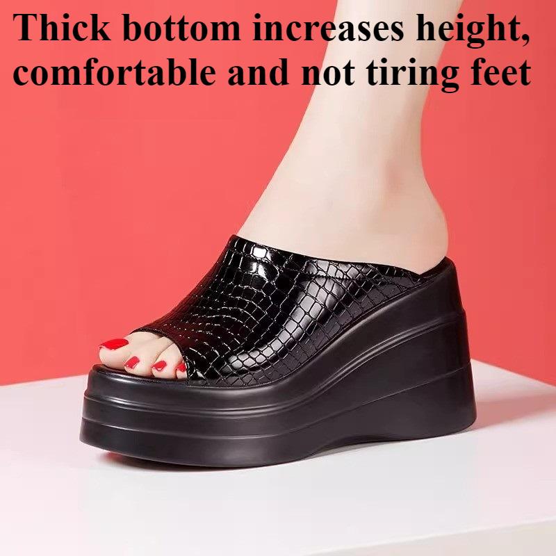 Summer New Women's Sandals, Thick Sole High Heel, Open Toe Simple Classic Design, Outdoor Wedge Casual Shoes
