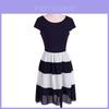 Premium Quality Women Chiffon Striped Dress With Short Sleeves And Zipper Closure