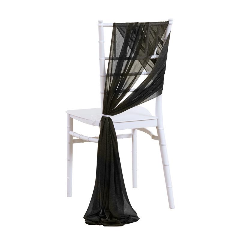 2pcs Chiffon Chair Sashes Wedding Chair Decoration 20x250cm for Wedding Aisle Party Banquet Event Baby Shower