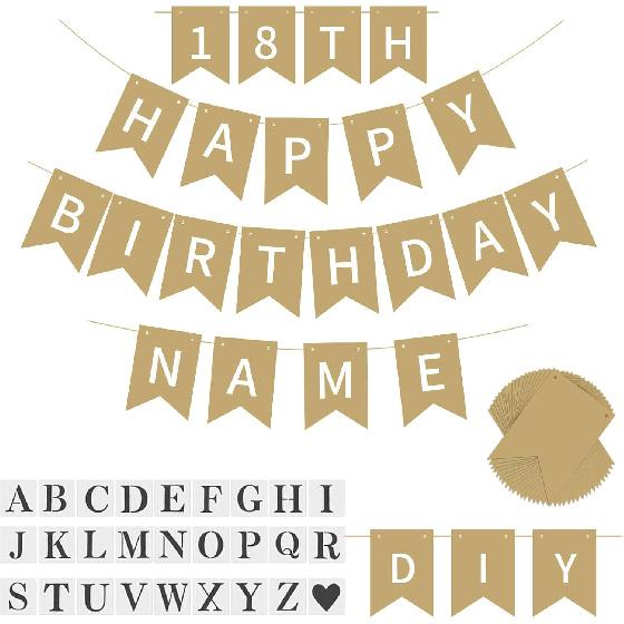 Blue Banner kit,  Phrase Banner, ize Your Party Banner Signs, Handwriting Banners Party Supplies Unique Decor With Letters A~Z and heart Stencil