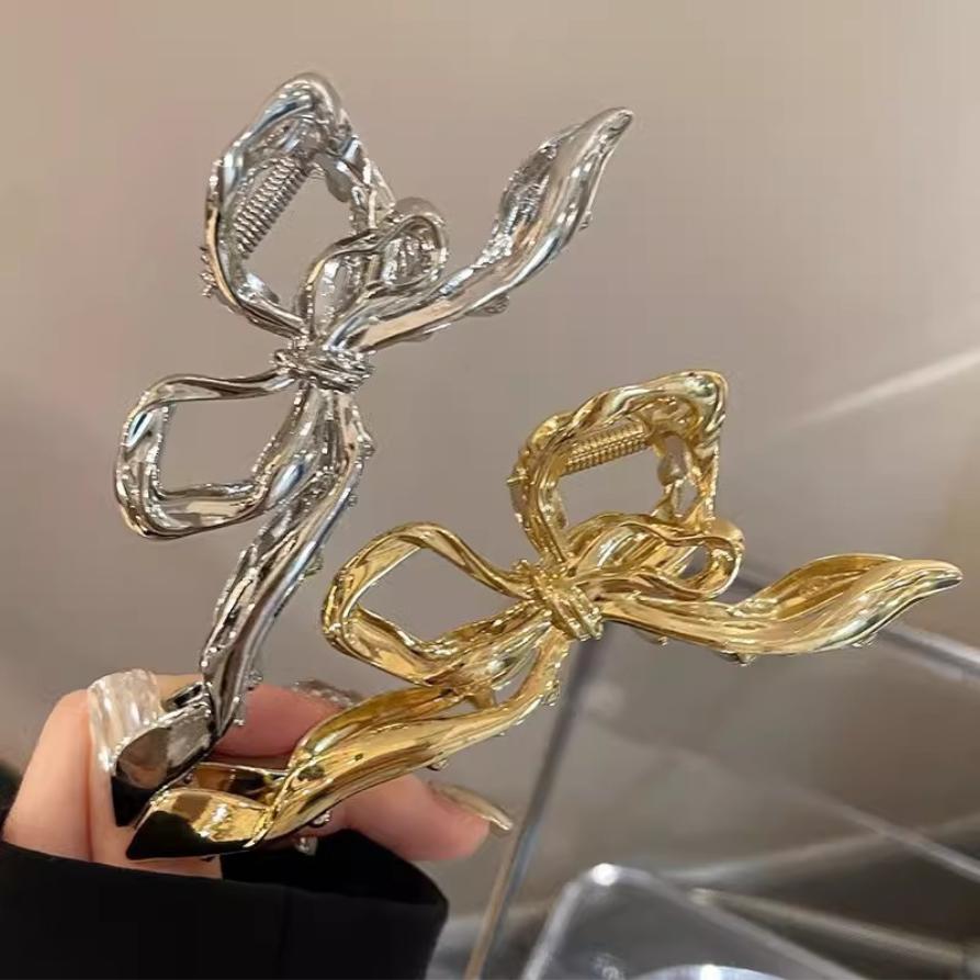 New Women Elegant Geometric Bow Hair Claws Vintage Simple Hair Clip Grab Large Metal Hairpins Barrettes Fashion Hair Accessories