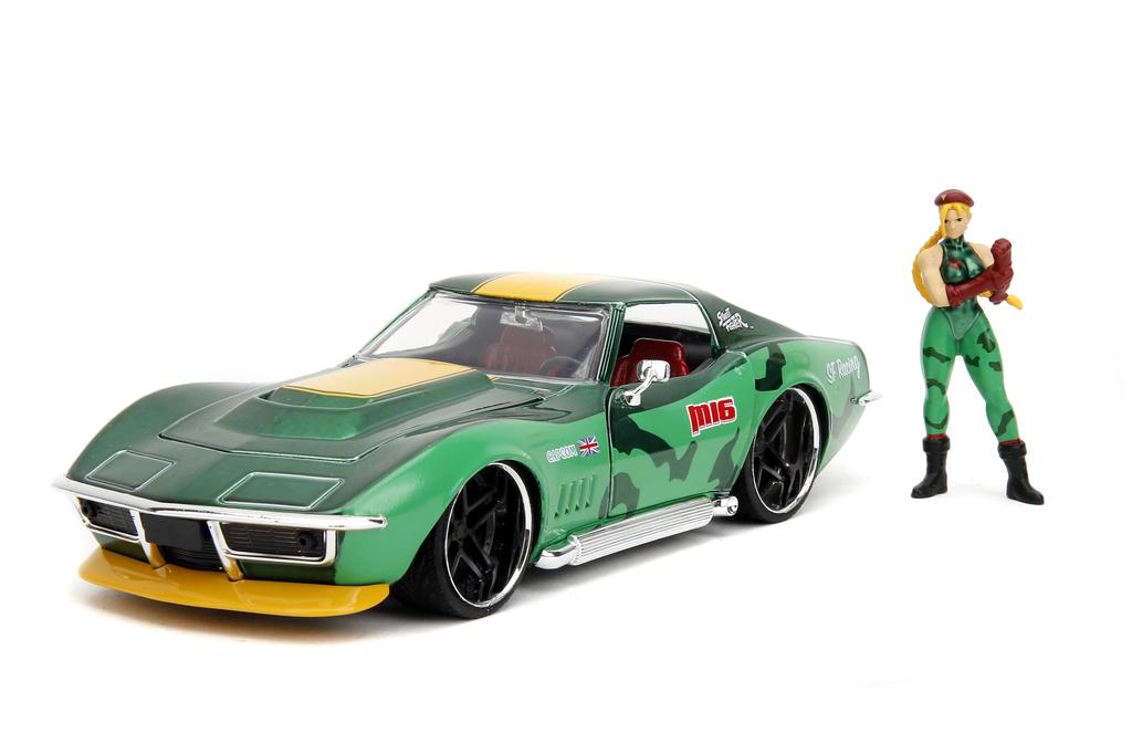 Street Fighter 1/24 Scale Diecast Model Car with Figure: 1969 Chevrolet Corvette Stingray + Cammy