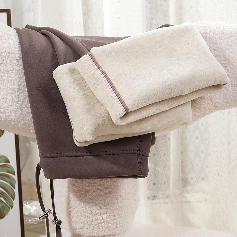 Winter Fleece-Lined Maternity Flare Pants with Abdominal Support and High Waist Design