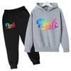 Kids Hoodie Pink Letters Print Coat Boy Girl Toddler 3-12 Years Charming Casual Clothing Top+Pants 2P Leisure Sports Fashion Set