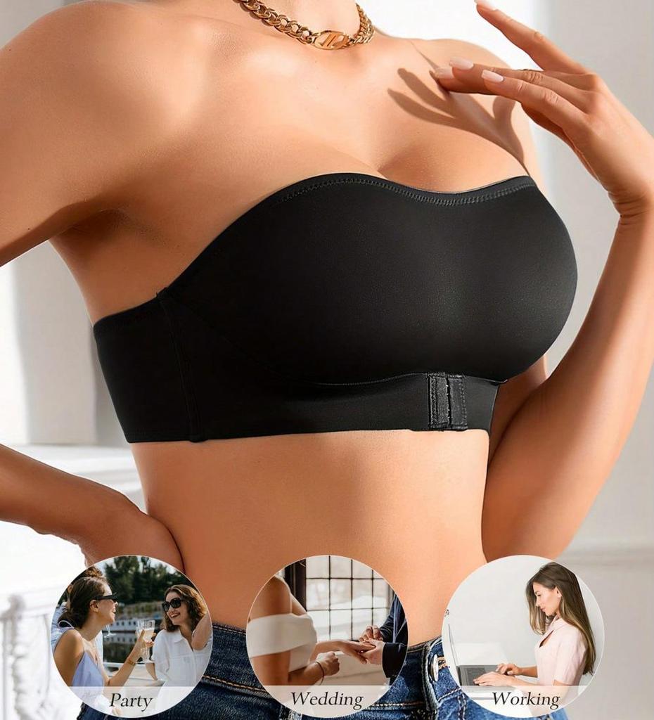 European & American Strapless Front-Buckle Bandeau: Non-Slip, Anti-Exposure, Off-Shoulder, Beautiful Back Design for Women.