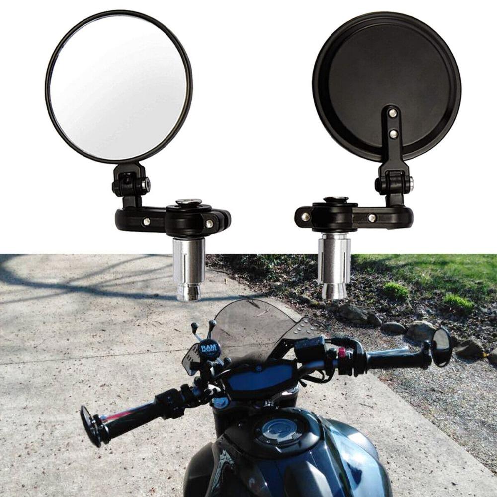2PCS Motorcycle Mirror Handlebar 7/8" 22mm Universal Aluminum Rear View Handle Bar End Side Mirror With Led Light For Cafe Racer