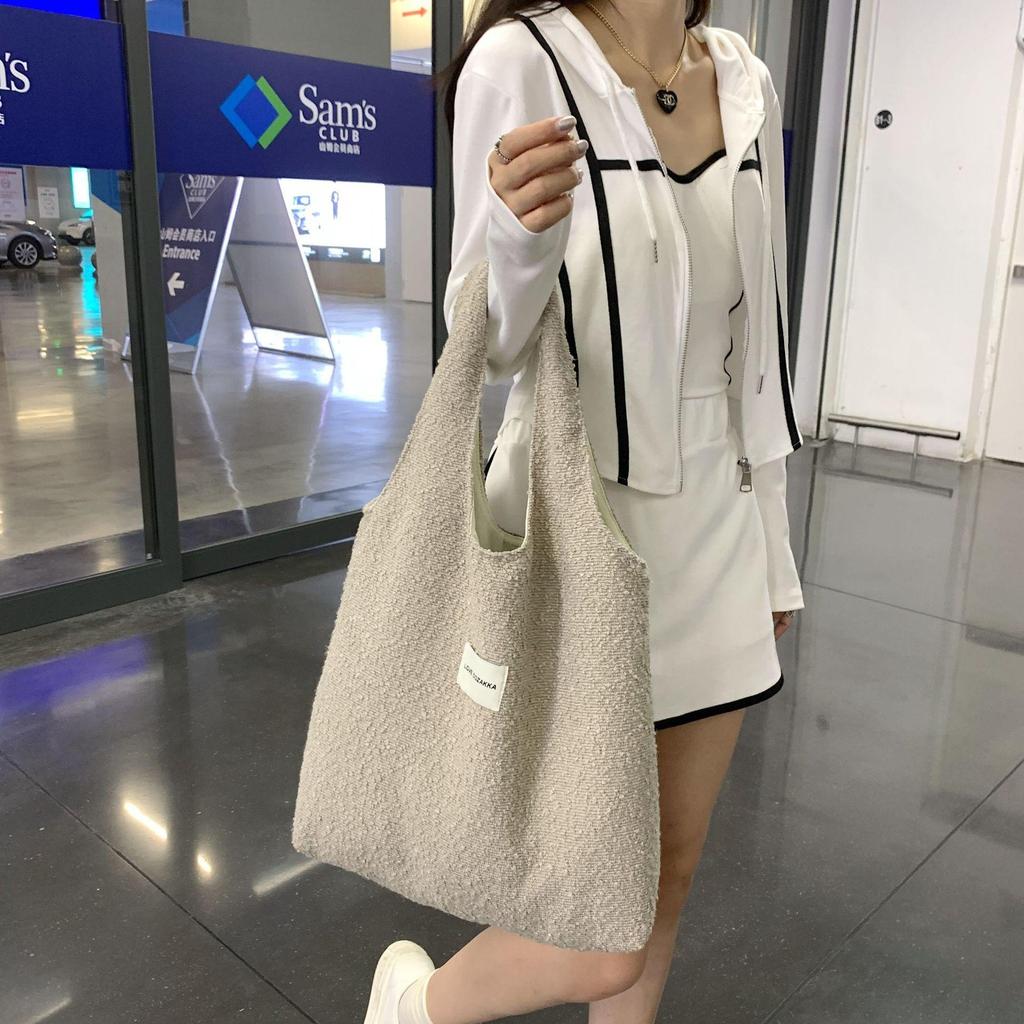 Dámská vlněná taška přes rameno Harajuku univerzální velkokapacitní vintage vesta