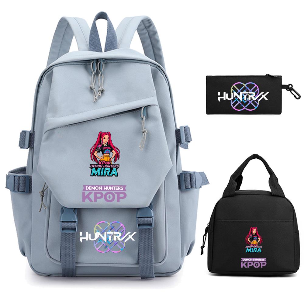 3 Stück/Set Anime Cartoon Kpop Dämonenjäger Bedruckter Rucksack für Teenager Kinder Schüler Große Kapazität Schultasche Mädchen Geschenk Damen Reisetasche Mochila