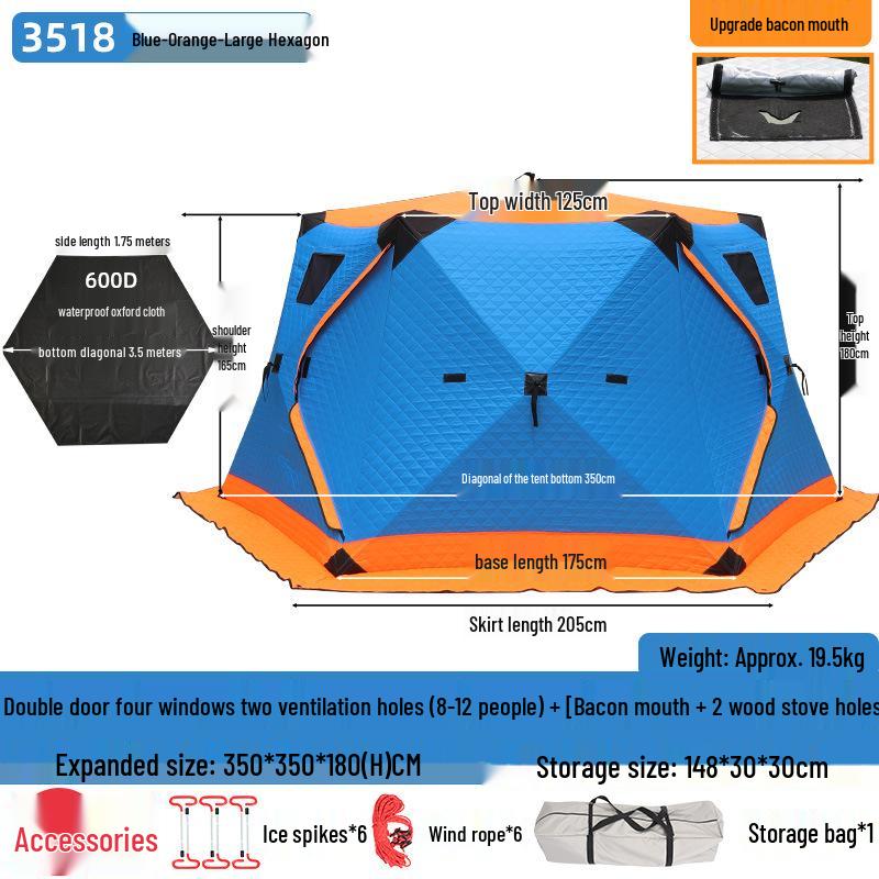 Winter Fishing Tent: Thickened, Cold-Proof, Windproof, Cotton Insulated for Outdoor Camping.