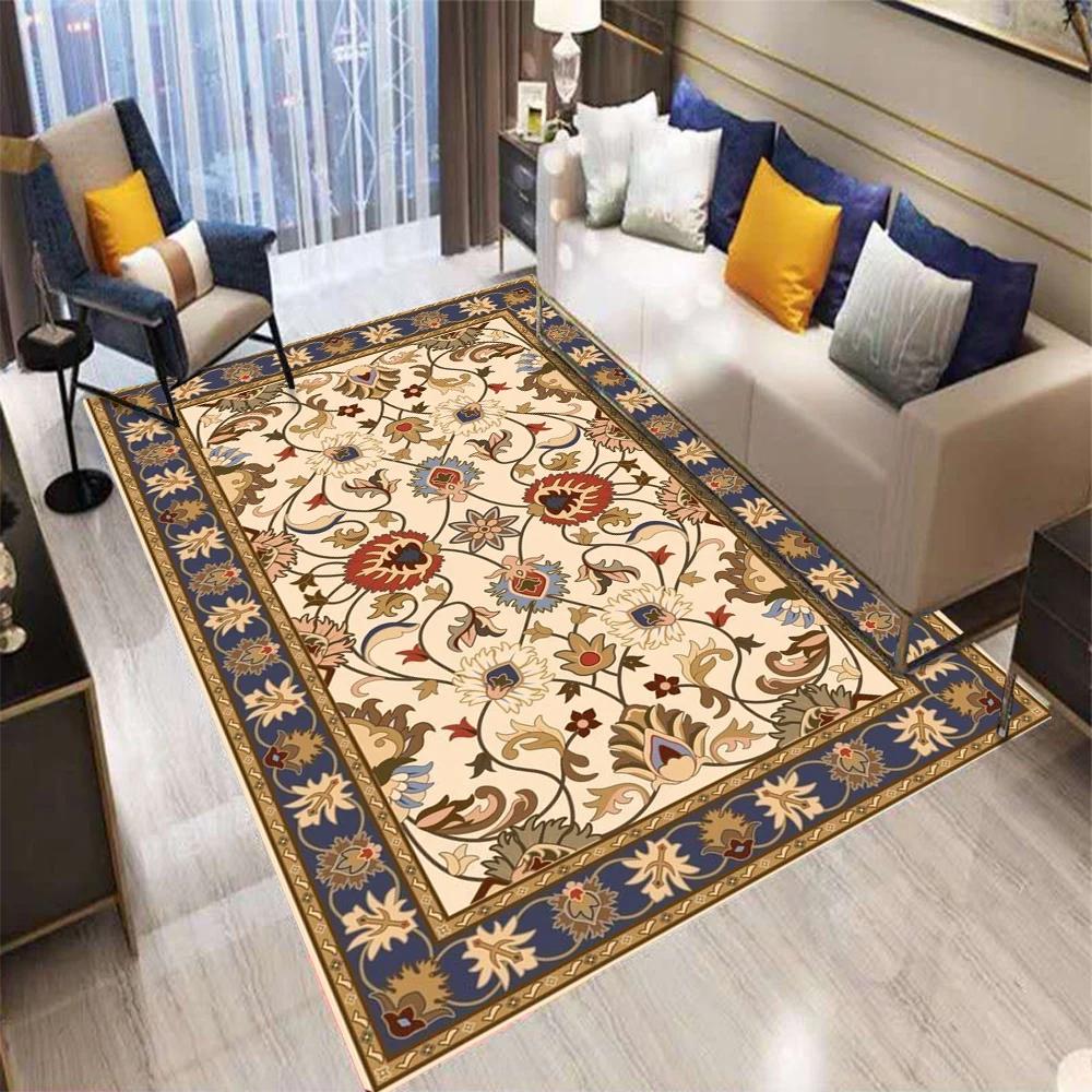 Retro Persia Bohemian Flowers Plant Carpet Living Room Sofa Bedroom Bedside Kitchen Entrance Door Mat Non-Slip Home Decor Rug