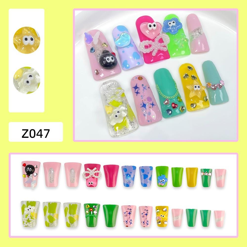 Duckbill Shaped Handmade Manicure Manicure Monster Love Bow Broken Diamond Fake Nail Patch Duckbill Wearable Manicure