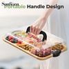 Eco-friendly Bamboo Tray with Acrylic Lid - Portable Wooden Plate for Camping, Picnics, and Restaurants