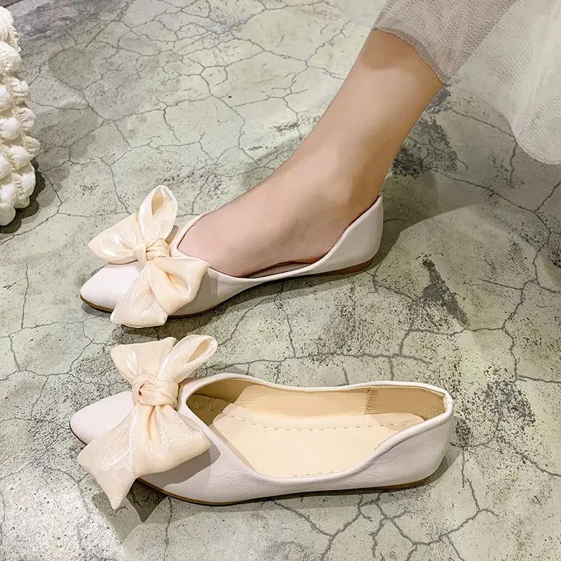 Fashion Shoes for Women Pointed Toe Slip-on Shallow Moccasins Single High Quality Fashion 39 Lastest Korean Style Social Non Woman Flats