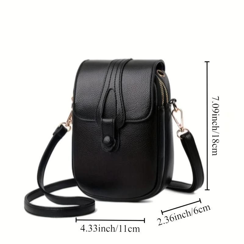Stylish Minimalist Work Commuting Crossbody Phe Bag, Multi Layer Zipper Design Ladies Shoulder Handbag Purses for Daily Use