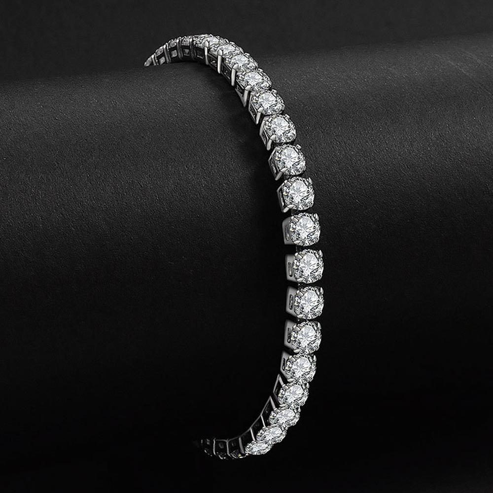 

4 мм Теннисный браслет Браслеты-цепочки с ледяной отделкой для женщин и мужчин Серебристый цвет Мужской браслет Цепочка Homme Ювелирные изделия 17cm