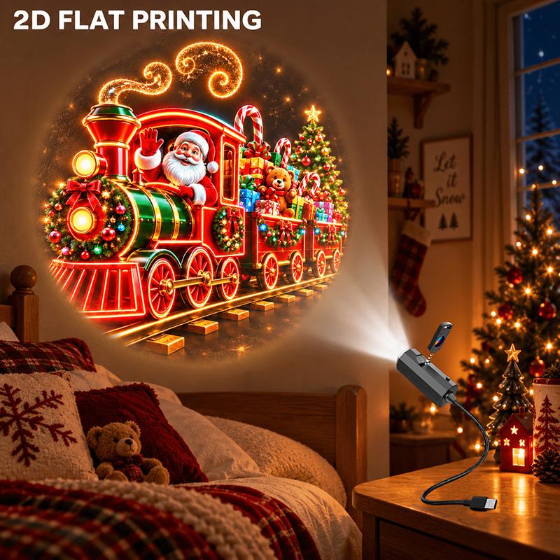 Led Usb Projector Light 12Pcs Projection Patterns- Adjustable Santa Claus Snowman Tree Night Light For Christmas Decorations