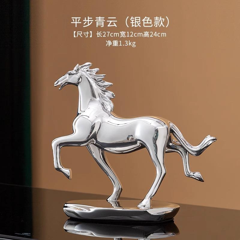 Creative Resin Gold Jumping Horse Sculpture Handicraft Entrance Living Room Ornaments Art Animal War Horse Statue Interior Decor