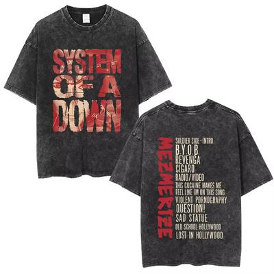 T-shirt Vintage Lavé System of A Down Chop Suey Hommes Femmes Rétro Rock Oversize s Merch Rock Alternatif T-shirts