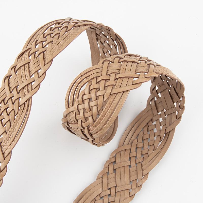 Belt New Women's Hand-woven Non-porous Belt Versatile Women's Non-punching Belt